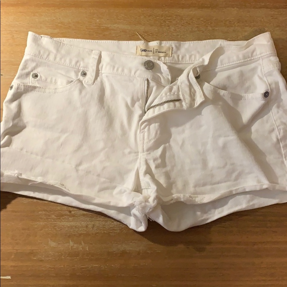 White jean shorts